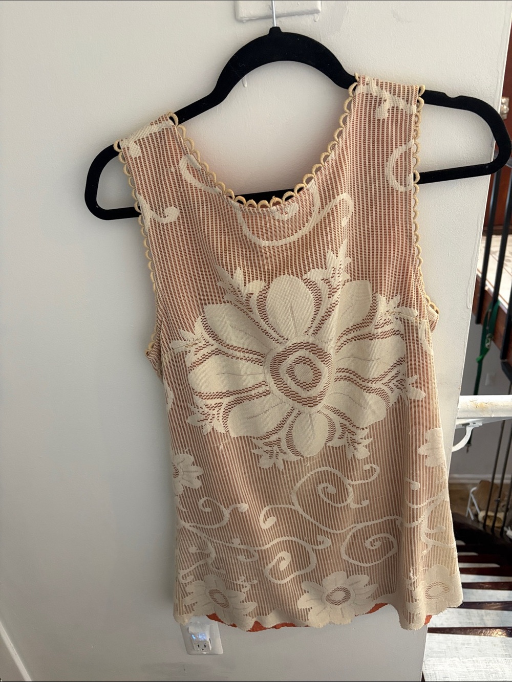 Cream Floral Lace Tank Chemise - Elegant Sleeveless Layering Top